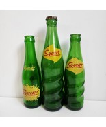 Vintage Squirt 7 Oz 12 Oz Soda Bottles Green Lot Of 3 Twist Pop - £10.97 GBP