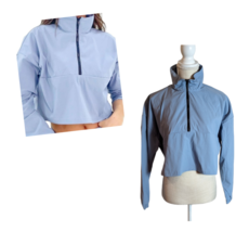 REVOLVE WeWoreWhat Light Blue Mock Neck Cropped 1/2 Zip Nylon Pullover Top Sz XS - £36.75 GBP
