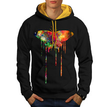 Wellcoda Artistic Butterfly Mens Contrast Hoodie, Colour Casual Jumper - £31.34 GBP