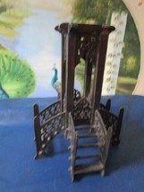 Antique /vintage Oriental Wood Carved Incense Tower 12&quot; Tall Stairs Building - £58.66 GBP