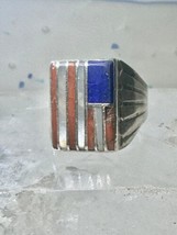 USA Flag ring size 9 Patriotic mop coral southwest sterling silver women men - £225.51 GBP