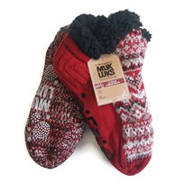 MUK LUKS Womens 2-Pack Cabin Socks S/M Shoe Size 5-7 Red Multi-Color Warm Cozy - £21.39 GBP