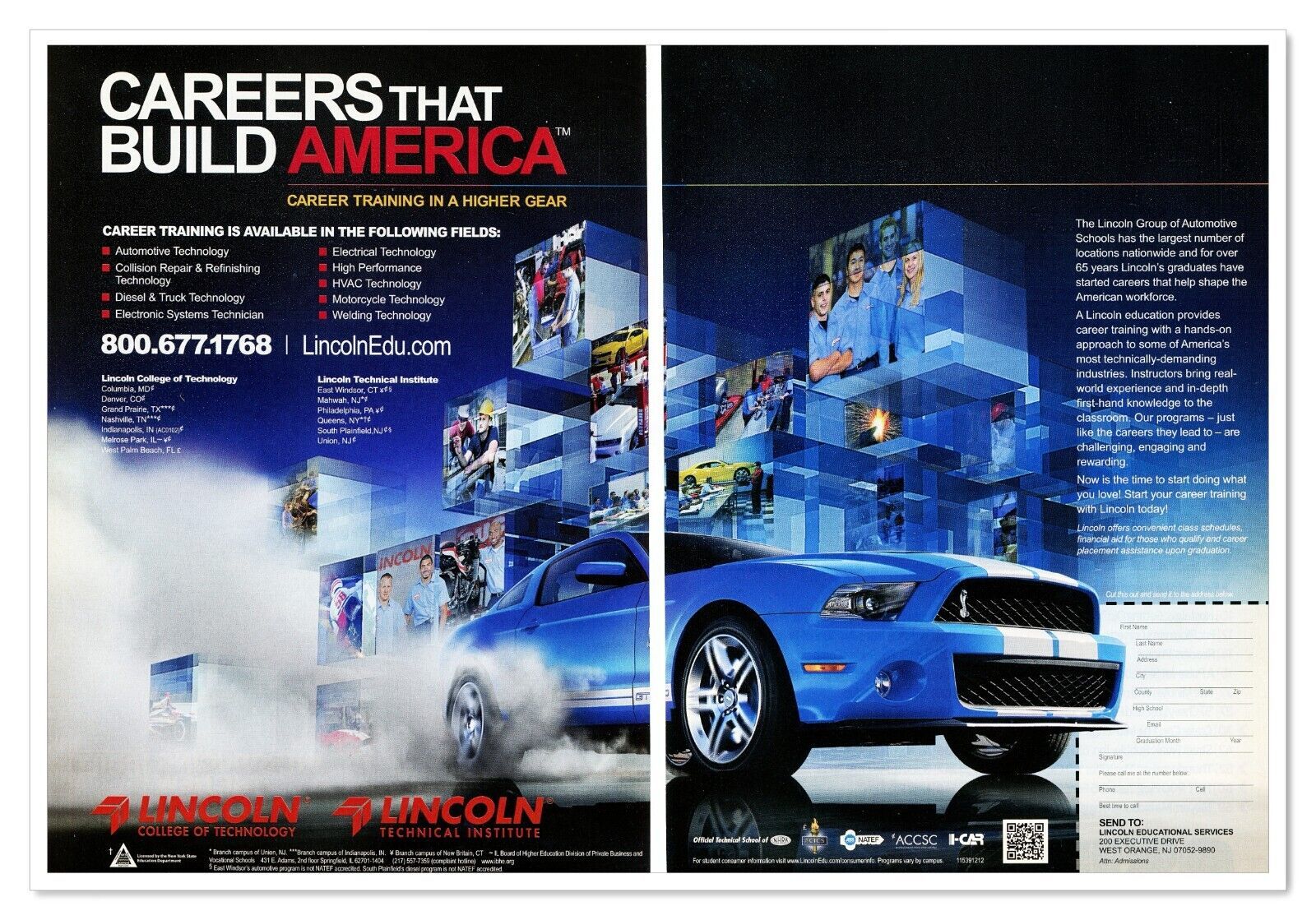 Lincoln Automotive Schools Careers That Build 2013 2-Page Print Magazine Ad - $12.30