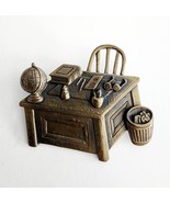 Vintage JJ Jonette School Teacher Desk Brooch Pin Metal Collectible - $27.40 CAD