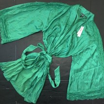 NWT Victoria&#39;s Secret XS/S ROBE kimono GOWN VERDANT GREEN LACE satin VER... - $79.19