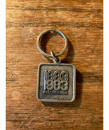 PPG centennial key ring square metal medallion 1883 - 1983 keychain - €16,88 EUR