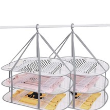 (2 Pack) 3-Tier Folding Clothes Drying Rack, Windproof Foldable Cloth Dr... - $37.99