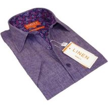 Men Premium Quality Soft Linen Sports Shirt INSERCH Short Sleeves SS717 Purple image 3