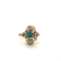 Vintage Sterling Signed 925 MSN Mexico Repousse Turquoise Adjustable Ring size 5 - £30.75 GBP