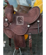 Western Leather Brown Barrel Racing Saddle. Floral Tooled With TackSet.F... - $702.96 CAD