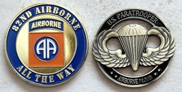 Army 82nd Airborne With Jump wing  Challenge Coin 2 X Coins - $25.83