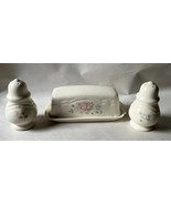 Pfaltzgraff Tea Rose Stick Butter Dish with Lid plus salt &amp; pepper shakers - £21.64 GBP