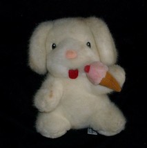 8&quot; Vintage Russ Berrie Co Yummy White Puppy Dog Wind Up Stuffed Animal Plush Toy - £22.78 GBP