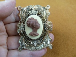CA2-27 Rare African American LADY ivory + milk chocolate resin CAMEO Pin Pendant - £23.90 GBP