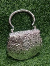 Exclusive Hand Carved silver clutch Antique Purse Wallet Hand Bag Kundan JewelrH - £56.65 GBP