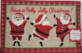 Textured Kitchen Rug (nonskid)(18&quot;x28&quot;) Christmas, 3 Snowmen,Rectangle, Holiday - £11.86 GBP