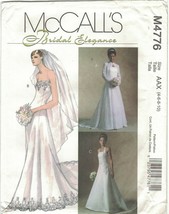 McCall&#39;s 4776 Strapless or Halter Wedding Dress w/ Lace Shrug Pattern 4-10 Uncut - £11.74 GBP