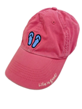 Life is Good Baseball Hat Ball Cap Pink Flip Flops Sandals Stitched Womens - $490.54 MXN