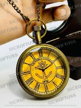Antique Vintage 1876 Victoria London Brass Pocket Watch With Leather Cover - £19.28 GBP