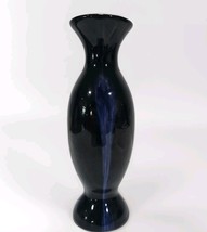 Vintage HURONIA POTTERY Blue Earthenware Vase Reflowing Drip Glaze Canada - $282.69 MXN