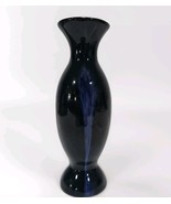 Vintage HURONIA POTTERY Blue Earthenware Vase Reflowing Drip Glaze Canada - $282.26 MXN