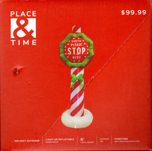 PLACE &amp; TIME 1895-9643 INFLATABLE 6&#39; SANTA PLEASE STOP HERE SIGN - NEW - £35.81 GBP