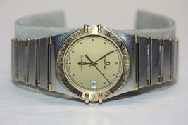 Vintage OMEGA Constellation Men&#39;s two-tone 18K yellow Gold SS Watch 8&quot; wrist - £654.98 GBP