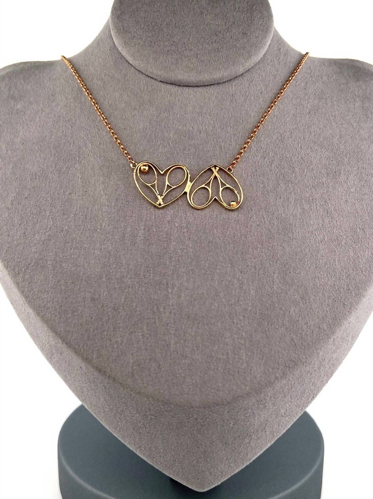 Love Love Tennis Women&#39;s Double Heart Rackets Tennis Necklace Size One Size - $1,489.95