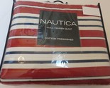 Nautica Brigantine Stripe Red white blue full queen quilt New - £83.78 GBP