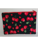 Zippered Pouch Make-Up Bag Pencil Case Handmade Hearts Cherries Valentin... - $14.00