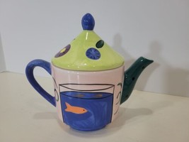 Teapot Still Life With Fishes &quot;Chaleur&quot; By Artist Susan Steinberg Ceramic - £12.72 GBP