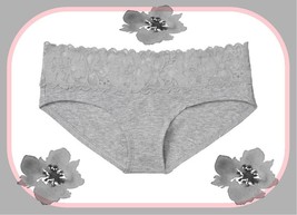 M Grey Wide Stretch Lace Waist Cotton Victorias Secret Hiphugger Brief Pantie - £8.63 GBP