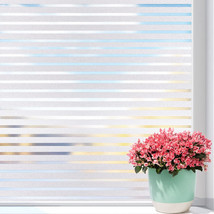 Coavas Privacy Window-Film, Stripe Frosted Glass Window Film 17.5 x 78.7... - £10.30 GBP