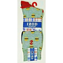 Izod Logo Men&#39;s Crew Socks Hamburger Design Shoe Size 6-12.5 Gray Red He... - £12.54 GBP