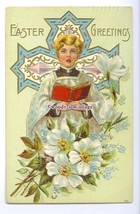 GR0059 - Easter - Embossed, Choir Boy Singing/ Holy Cross/Flowers - postcard - £2.00 GBP