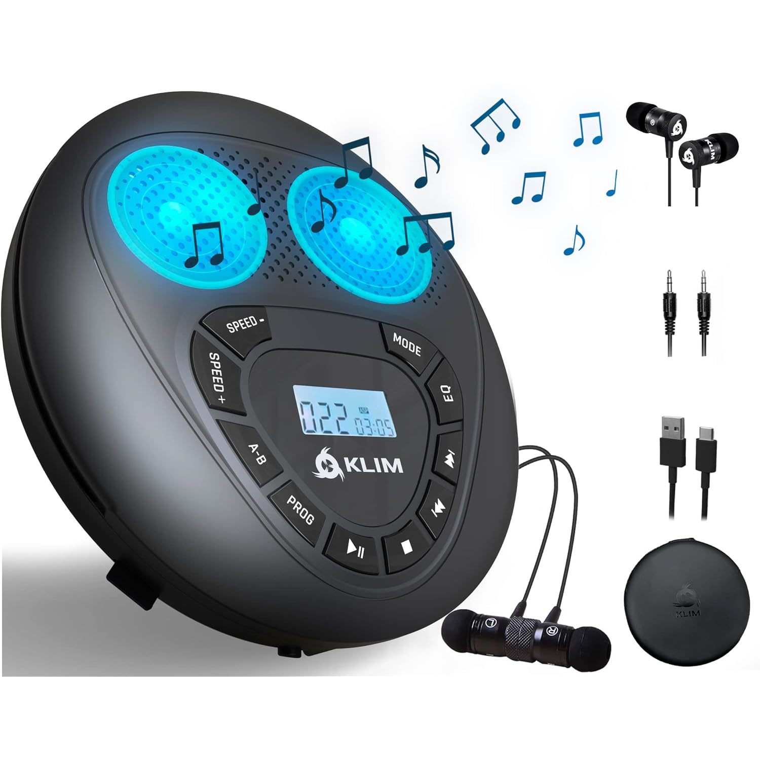 KLIM Speaker + Portable CD Player with Speakers + New 2022 + Walkman + Rechargea