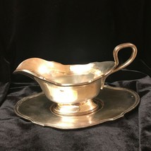 Antique Paul Revere Boston Sheffield Gravy Sauce Boat Tray Silver Plated #413 - £29.85 GBP