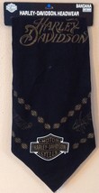 HARLEY DAVIDSON Women&#39;s Black Headwrap Bandana With Gold Design NEW - £19.00 GBP