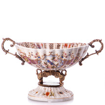 Elegant Porcelain And Bronze Swan Bowl: A Marvel Of Craftsmanship - £236.79 GBP