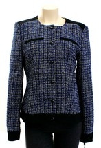 Tommy Hilfiger Blue &amp; Black Button-Snap Front Tweed Suit Jacket Women&#39;s NWT - $139.99