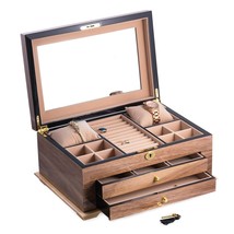 Bey-Berk International BB670BRW Walnut Lacquered Wood 3 Level Jewelry Box with G - £247.05 GBP