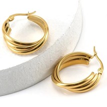 925 Silver Oval Shape Plain Twisted Womens Hoop Earrings in 14K Yellow Gold Over - £95.65 GBP