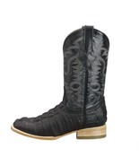 Mens Crocodile Tail Print Cowboy Boots Genuine Leather Western Square To... - $108.99