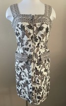 Tory Burch Dress Womens 8 Zip Front Mikado Beige Sleeveless Floral Silk ... - £48.03 GBP