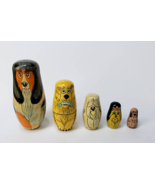 Nesting Dog Handcrafted Oriental Trading Company 5 Piece Matryoshka Wood... - $29.65