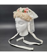 Fascinator Wedding Hat Flower Mesh Flat Top Ruffled Lace Ribbon Bow Wedding - $33.83 CAD