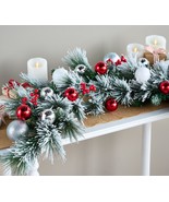 4&#39; Snowy Pine and Ornament Garland by Valerie in - £146.77 GBP