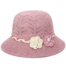 Women Lady Summer Breathable Sun Braided Trim Straw Bowler Cap Cloche Ha... - £18.35 GBP