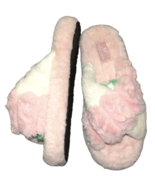 Ashley Snell Women&#39;s Pink White Cross Band Plush Slippers Size 9 - £18.68 GBP