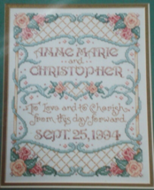 Plaid Bucilla &quot;To Love and Cherish&quot; Counted Cross Stitch Kit Wedding Gift 8&quot;x10&quot; - $15.00